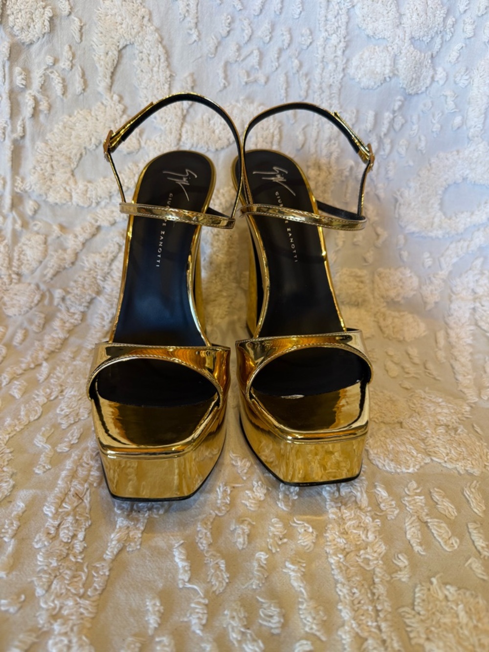 Giuseppe Zanotti Gold Mirror-Platform Open-Toe Sandals #598